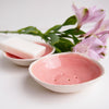 handmade mini pink pottery soap dish round