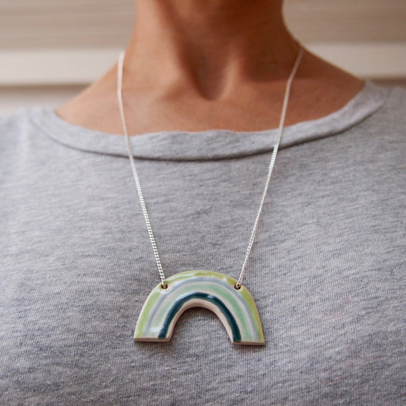 Rainbow necklace in  turquoise blue and green