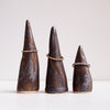 Gold black handmade ceramic ring cones