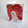 red hair girl birthday card with envelope