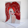 red hair girl birthday card with envelope
