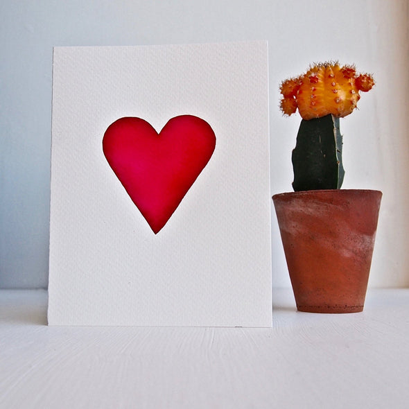Single heart card with cactus