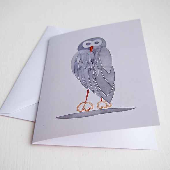 grey owl birthday card and envelope