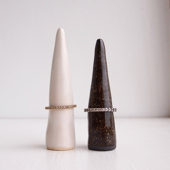 Handmade black gloss ceramic ring cone, black ring cone, black pottery ring holder, black ring display, black wedding ring holder, ring cone
