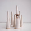Satin white pottery ring cones
