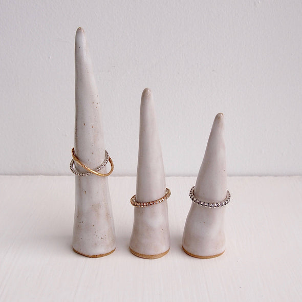 Handmade oatmeal gloss ceramic ring cone