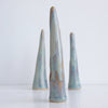 3 blue brown ceramic ring cones