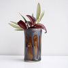 Handmade mini brown blue metallic ceramic vase