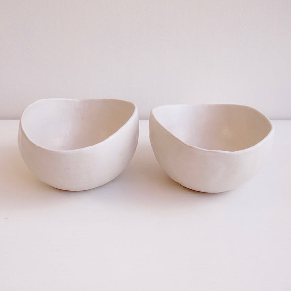 White pottery handmade serving bowl