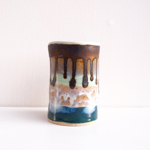 Handmade ceramic stripy pottery vase