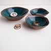 Handmade teal green and gold ceramic ring dish