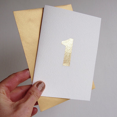 Gold leaf handmade 1st birthday / anniversary card