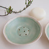 Handmade turquoise blue satin mini ceramic soap dish