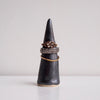 Black metallic handmade ceramic ring cones