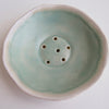 Handmade turquoise blue satin mini ceramic soap dish