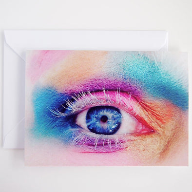 Rainbow eye make up birthday card