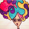 Rainbow afro hair girl birthday card