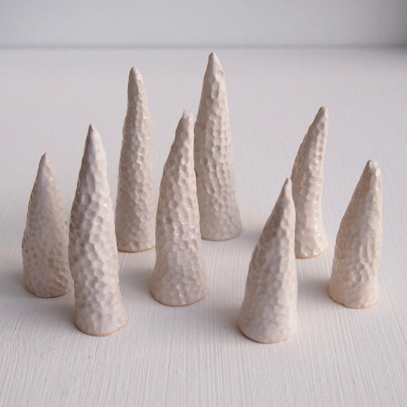 pottery white ring cones