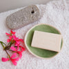 celadon green mini soap dish with soap