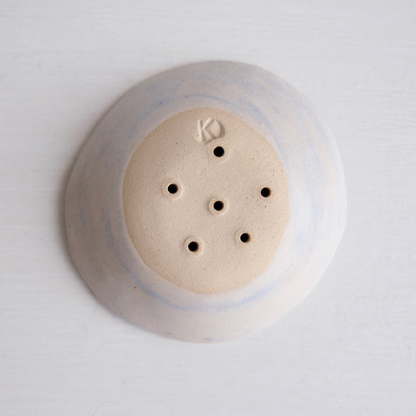 mini navy blue ceramic soap dish underside