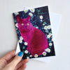 pink  british shorthair cat birthday card