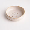 white satin medium pottery soap dish