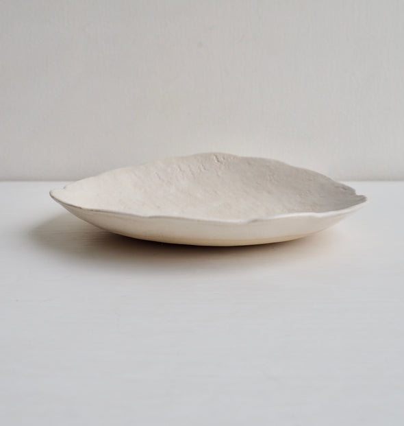 White ceramic side plate cloud design