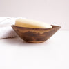 large round gold soap dish side view soap
