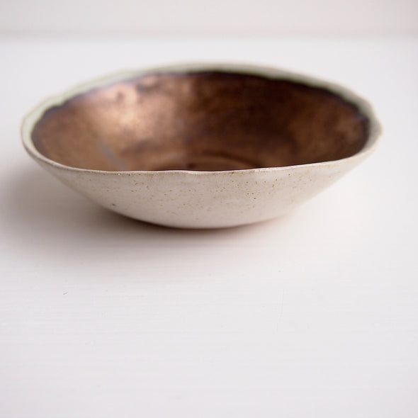 Mini handmade gold ceramic soap dish