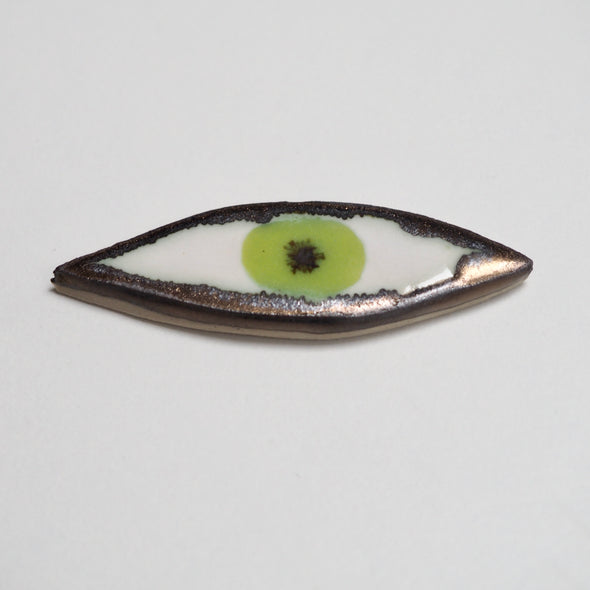spring green ceramic eye pin badge 