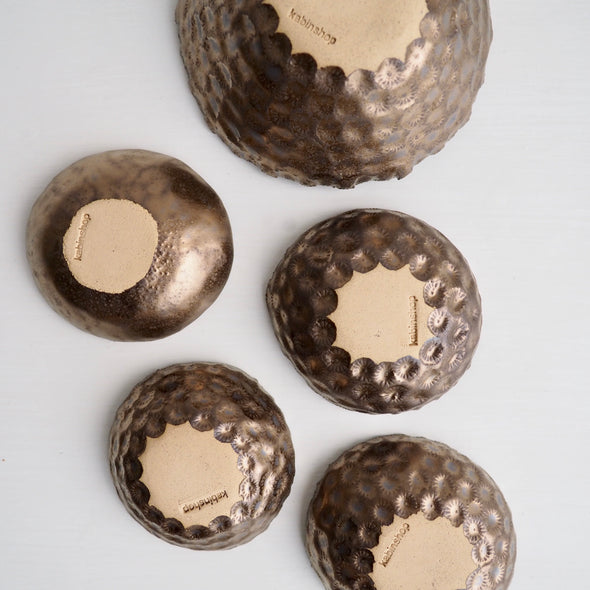 Handmade gold textural ceramic ring dish,
