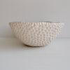 Handmade white gloss circle texture  ceramic fruit bowl