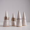 White gloss handmade ceramic ring cones